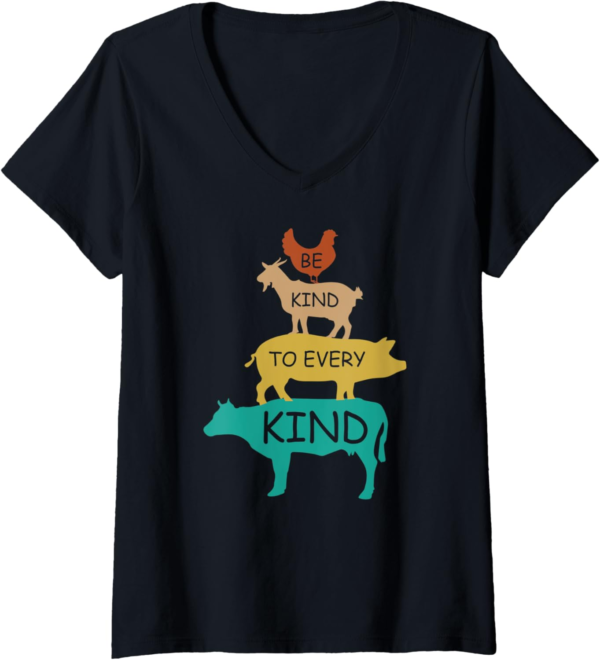 Womens Be Kind To Every Kind Retro Vintage Funny Vegetarian ... - Image 2